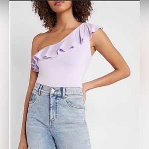 NWT Express body contour one shoulder ruffle top